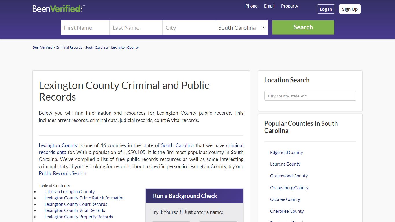Lexington County Criminal and Public Records - BeenVerified